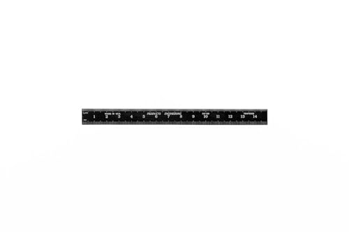 PEC Tools Metric Metal Ruler, 15CM, Made in USA - color: Black Chrome-Flexible
