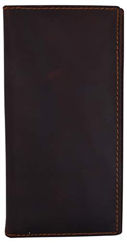 Genuine Leather Checkbook Cover For Men & Women Checkbook Holder Wallet RFID Blocking USA Series (Vintage Brown) - color: Vintage Brown