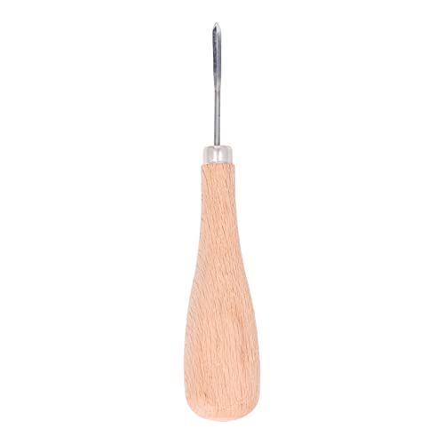 Curved Stitching Awl, Professional Leather Craft DIY Tool with Beech Wood Handle, for Punching Holes in Leather Sewing