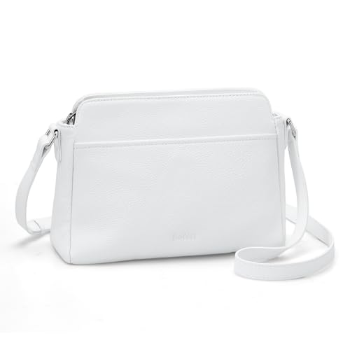 befen Anti-theft Crossbody Bag for Women Genuine Leather, Small Cross Body Shoulder Handbags with RFID Card Slots - color: White