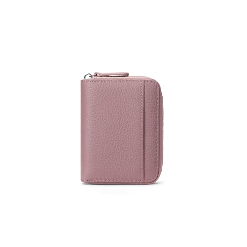 SENDEFN RFID Credit Card Holder for Women Small Leather Zipper Card Case Wallet 15 Slots - color: J-Pink
