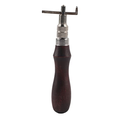 Professional Leather Groover Tool, Adjustable High Hardness Quenched Steel Leather Edge Stitching Notcher for DIY Leather Craft Wooden Handle 135mm