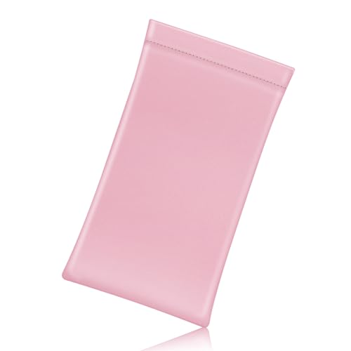 FINTIE Soft Eyeglasses Case with Cleaning Cloth, Squeeze Top Glasses Pouch | Sunglasses Eyewear Bag, Vegan Leather, For Reading /Prescription Glasses Storage, For Women Daily Carry - color: Candy Pink‌