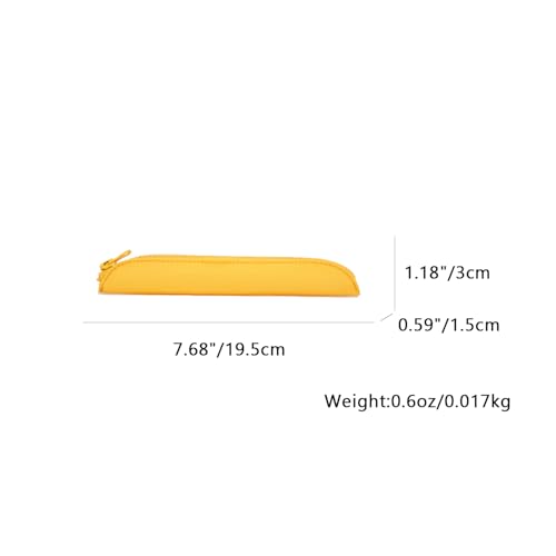 Slim Pencil Case Skinny Pen Case Pen Pouch (Oxford Yellow) | Silver zipper; tough wipe-clean Oxford fabric; holds gel writers and a stylus; fits binders planners and backpacks - color: Yellow