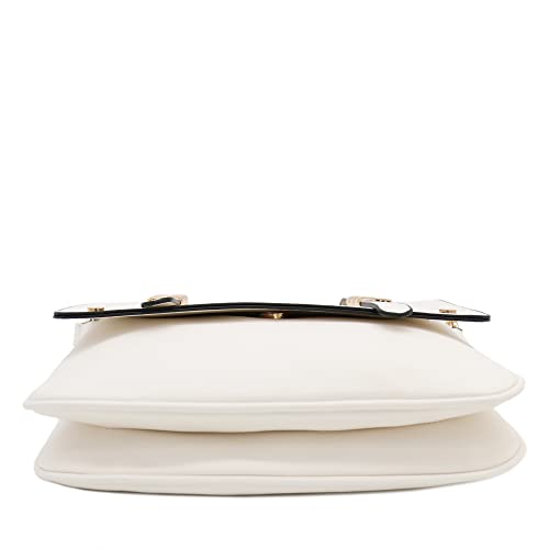 ALYSSA Double Compartment Large Flapover Crossbody Bag - color: White