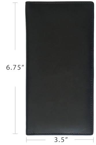 RFID Leather Checkbook Cover With Credit Card Slots and Pen Holder - color: Black