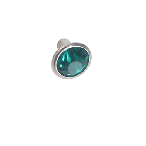 100 Sets Cz Colorful Crystal Rivets Silver Color Spots Studs Double Cap for DIY Leather-Craft (Malachite Green, 6MM) - color: Malachite Green, size: 6MM