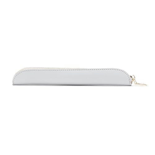 Slim Pencil Case Skinny Pen Case Pen Pouch (FL Gray) | Smooth gold zipper; wipe-clean faux leather; fits a few gel writers and a stylus; slips into planners backpacks and totes - color: Gray
