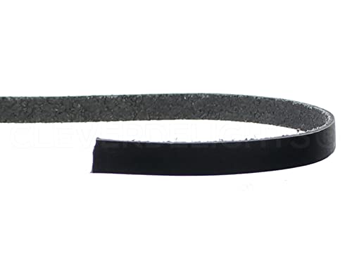 CleverDelights Black 3/8" Leather Strap - 7 Feet - 9.5mm Genuine Leather Strip