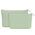 Wandering Nature Makeup Bag Small Cosmetic Bag for Purse 2 Pack Small Make Up Pouch Vegan Leather Cute Travel Pouch with Zipper for Women, Green - color: Green1