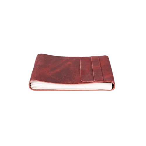 Leather Drawing Journal Daily Travel Diary, Antique Handmade Vintage Bound Rustic Writing Notebook, Genuine Leather Unlined Cream Paper, Art Sketchbook, 7x10 Inches-Red - style: Red 7x10 Inches - Cream Unlined
