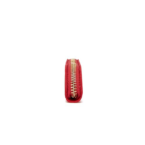 Slim Pencil Case Skinny Pen Case Pen Pouch (FL Bright Red) | Smooth gold zipper; wipe-clean faux leather; fits a few gel writers and a stylus; slips into planners backpacks and totes - color: Bright Red
