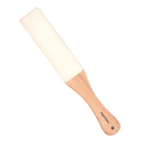 Tandy Leather Craftool Leather Strop - with Wood Handle for Knife Sharpening and Edge Alignment - Dual Sided Polishing Surface for Maintaining Blade Edge
