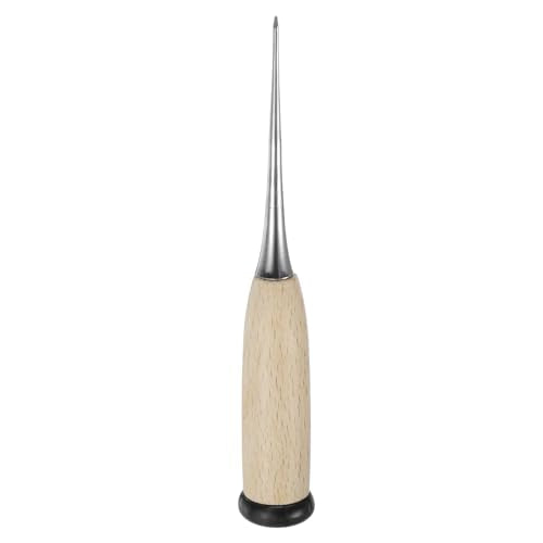 HARFINGTON Handwork Sewing Awl Leather Punch Hole Tools with Wooden Handle Scratch for Broken Wire Make Mark Drilling Stitching Repair and DIY Handmade, Log Color