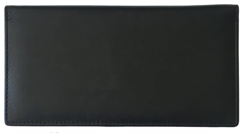 RFID Leather Checkbook Cover With Credit Card Slots and Pen Holder - color: Black