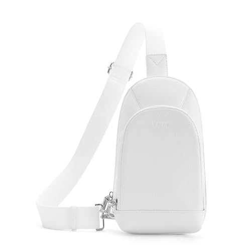 befen Genuine Leather Sling Bag for Women, Anti Theft Crossbody Chest Bags | Leather Fanny Packs for Travel with RFID Card Slots for Daily Travel - color: White