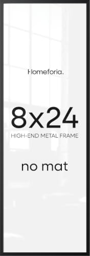 Homeforia 8x24 Black Panoramic Picture Frame, High-End Metal, Glass | High End Aluminum, Tempered Glass, 8x24 in Edge-to-Edge Display 24x8, Wall Kit, Set Of 1 - color: Carbon Black, size: 8x24