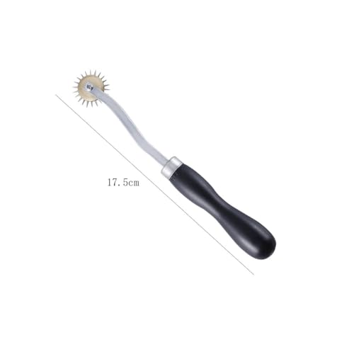 1 Piece Tracing Wheel Stainless Steel Tracing Wheel Sewing Tracing Wheel Pounce Wheel Overstitch Wheel Perforator Wheel Cardboard Perforator Wheel with Wooden Handle(Black, 17.5cm)