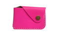 Handmade Genuine Leather Simple Card Holder with Snap Button - Ultra - Thin and Stylishcard case (Rose red) - color: Rose red