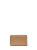 Michael Kors Jet Set Small Zip Around Card Case, Gold-Tone Hardware/Pebble Leather/Husk - color: Gold-tone Hardware/Pebble Leather/Husk