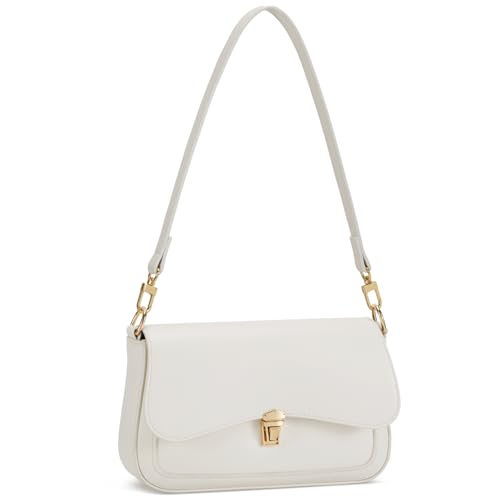 KKXIU Small Shoulder Bag for Women Cute Hobo Handbags Mini Clutch Purses | Classic Trendy Retro Underarm Crossbody Bag with Detachable Straps, Zipper Closure - color: Off-white