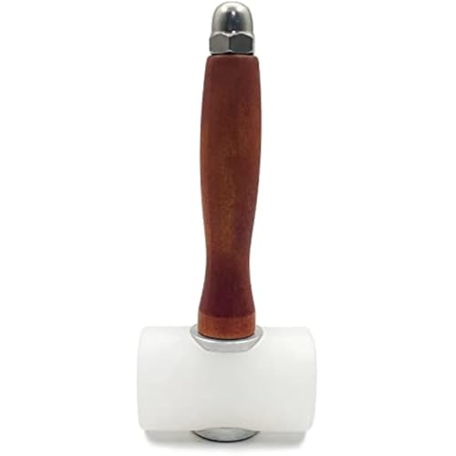 7.4in Nylon Head Leather Carving Mallet - Wooden Handle Leathercraft Hammer for DIY Leather Crafting, Stitching & Punching (T shaped)