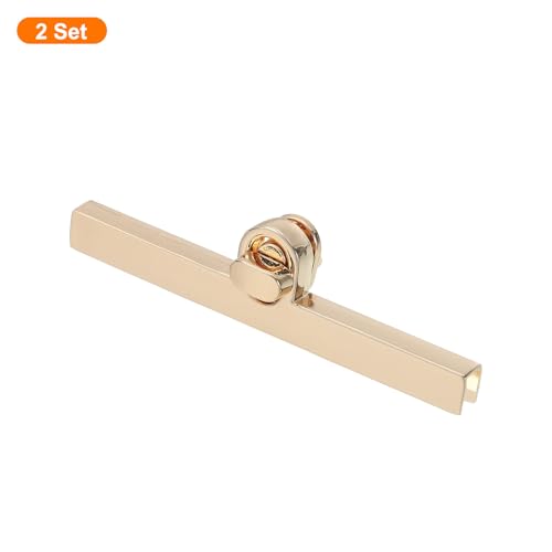 uxcell 2Set Turn Lock Clasp, Press Lock Clasp Closure Twist Turn Locks Hardware Buckle Fasteners for Purse Leather Bag Handbag Making Accessories (97x10mm, Gold) - color: Gold