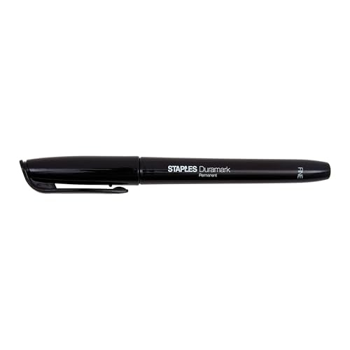 Staples Duramark Permanent Markers, Fine Tip, Black, 12-Pack | Everyday markers for writing, labeling, and office documentation. - color: Black, size: 12 Pack, style: Fine