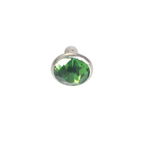 100 Sets Cz Colorful Crystal Rivets Silver Color Spots Studs Double Cap for DIY Leather-Craft (Light Green, 8MM) - color: Light Green, size: 8MM