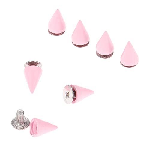 Yetaha Pink 7x10MM Cone Punk Screw Back Rivet Spikes, Metal Studs - color: Pink