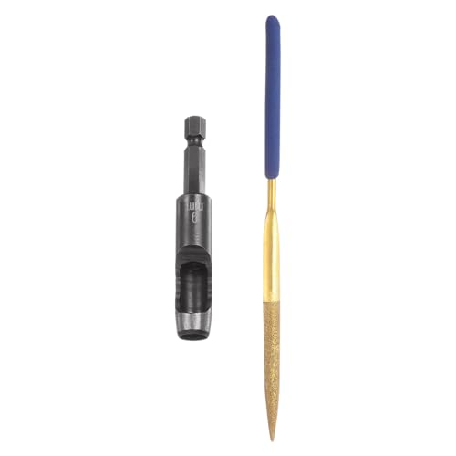 HARFINGTON Leather Hole Punch Tool 9mm 45#Steel 1/4 Hex Shank Drill Bits Electric Hollow Punch Set with 5.5" Half-Round File for Leathercraft Belt Fabric PVC Plastic Handbags Watch Band DIY - size: 9mm