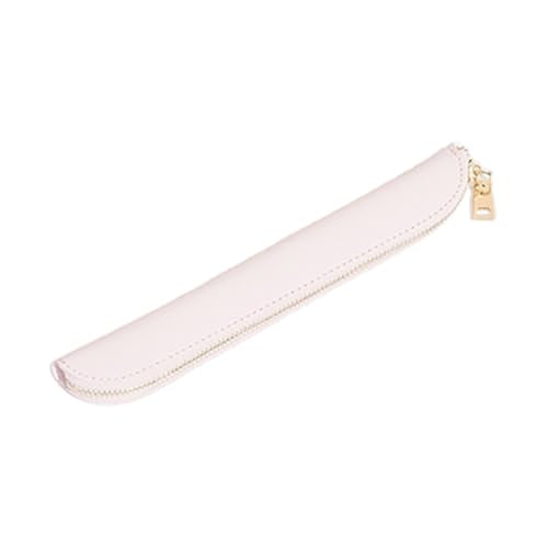 Slim Pencil Case Skinny Pen Case Pen Pouch (FL Pink) | Smooth gold zipper; wipe-clean faux leather; fits a few gel writers and a stylus; slips into planners backpacks and totes - color: Pink
