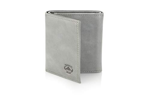 Stealth Mode Leather Trifold RFID Wallet For Men With Flip Out ID Holder - color: Grey