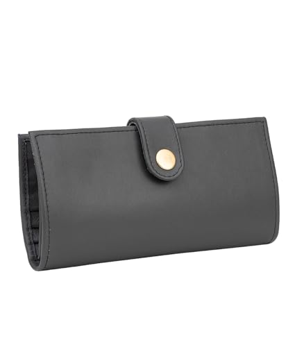 Women’s Genuine Leather Wallet – Slim Design with Secure Snap Multiple - Card Slots & Interior Zipper Pocket (Grey) - color: Grey