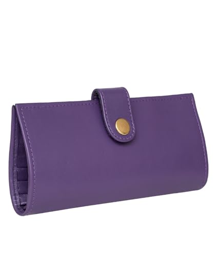Women’s Genuine Leather Wallet – Slim Design with Secure Snap Multiple - Card Slots & Interior Zipper Pocket (Purple) - color: Purple