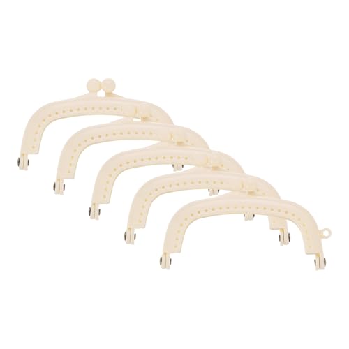 uxcell 5 Pcs Plastic Purse Frame, 8.5cm/3.3" Retro Arch Kiss Lock Clasp Frame Embossed for Purse Making, Handled Bag, Coin Bag Clutch Bag, Frame Hardware Replacements (White) - color: White