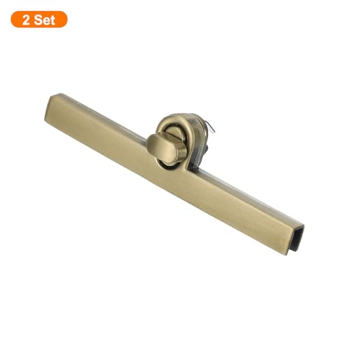 uxcell 2Set Turn Lock Clasp, Press Lock Clasp Closure Twist Turn Locks Hardware Buckle Fasteners for Purse Leather Bag Handbag Making Accessories (97x10mm, Bronze) - color: Bronze