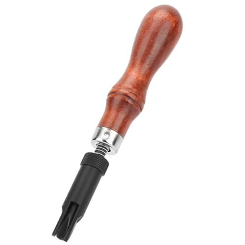 Leather Groover Tool V Type Adjustable Push Groover Wood Handle Edge Beveling Stitching Grooves for Leathercraft