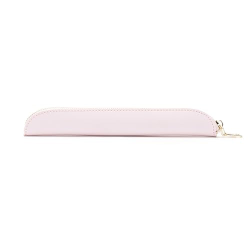 Slim Pencil Case Skinny Pen Case Pen Pouch (FL Pink) | Smooth gold zipper; wipe-clean faux leather; fits a few gel writers and a stylus; slips into planners backpacks and totes - color: Pink