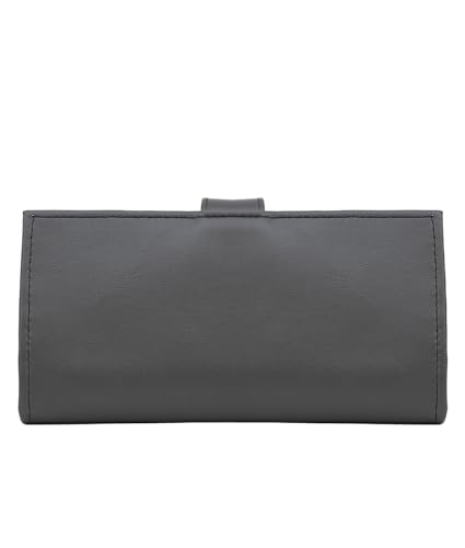 Women’s Genuine Leather Wallet – Slim Design with Secure Snap Multiple - Card Slots & Interior Zipper Pocket (Grey) - color: Grey