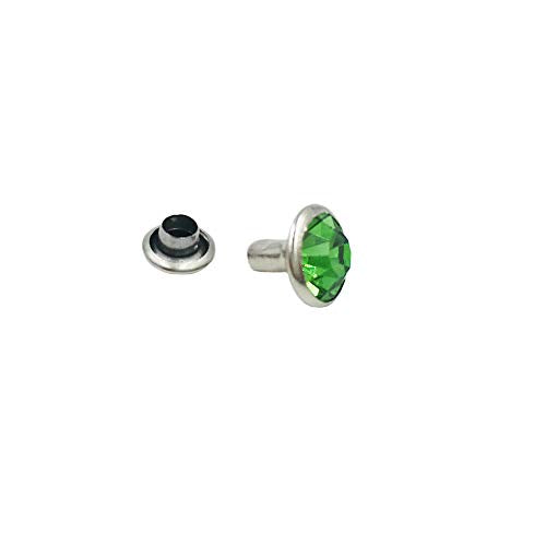 100 Sets Cz Colorful Crystal Rivets Silver Color Spots Studs Double Cap for DIY Leather-Craft (Light Green, 6MM) - color: Light Green, size: 6MM