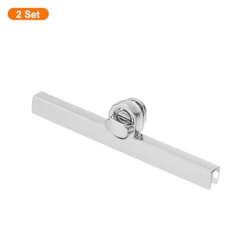 uxcell 2Set Turn Lock Clasp, Press Lock Clasp Closure Twist Turn Locks Hardware Buckle Fasteners for Purse Leather Bag Handbag Making Accessories (97x10mm, Silver) - color: Silver
