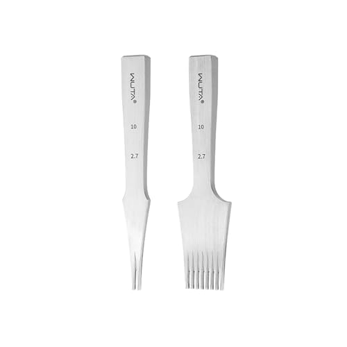 WUTA Leather Chisel All-Polished Die-Steel Puncher French Style Pricking Iron Sharp Leather Punching (Obverse, 2.7 mm 2 Teeth+8 Teeth) - color: Obverse, size: 2.7 mm 2 Teeth+8 Teeth