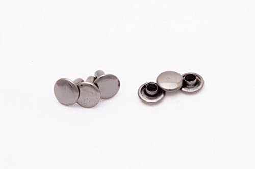 Zhejiang Heyang Trading Co., Ltd. 9mm Gunmetal Double Cap Rivets, Metal Button Round, Rapid Rivet, Rivet Studs for Purse Bags Handbags Shoes Belts Leather Craft DIY (50pcs) (9x11mm, Gunmetal) - color: Gunmetal, size: 9x11mm