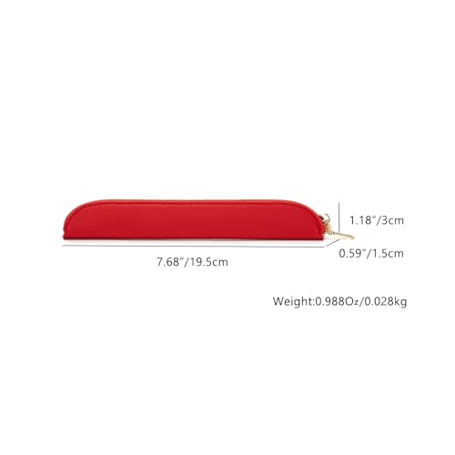 Slim Pencil Case Skinny Pen Case Pen Pouch (FL Bright Red) | Smooth gold zipper; wipe-clean faux leather; fits a few gel writers and a stylus; slips into planners backpacks and totes - color: Bright Red