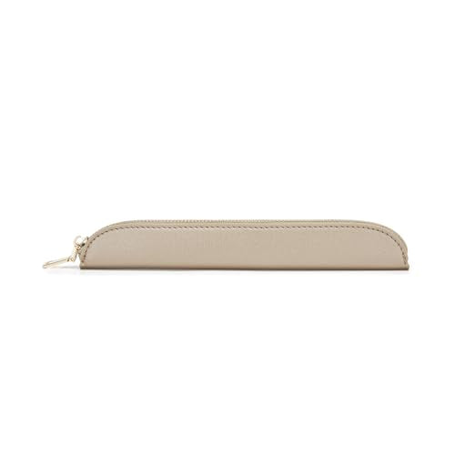 Slim Pencil Case Skinny Pen Case Pen Pouch (FL Pearl White Tea) | Smooth gold zipper; wipe-clean faux leather; fits a few gel writers and a stylus; slips into planners backpacks and totes - color: Pearl White Tea