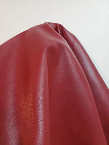 NAT Leathers 24 inch x 54 inch Vegan Faux Leather Fabric by the Yard Synthetic Pleather 0.9 mm Soft Smooth Upholstery 9 sq.ft. (24" x 54" -2/3 of Yard) (Burgundy) - color: Burgundy