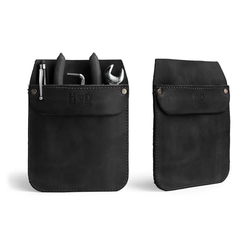 Hide & Drink, Work Pocket Organizer for Tools/Pens, Jeans Back Pocket Quick Grab Carry Job Tools, Office & Work Essentials, Full Grain Leather, Handmade - color: Charcoal Black