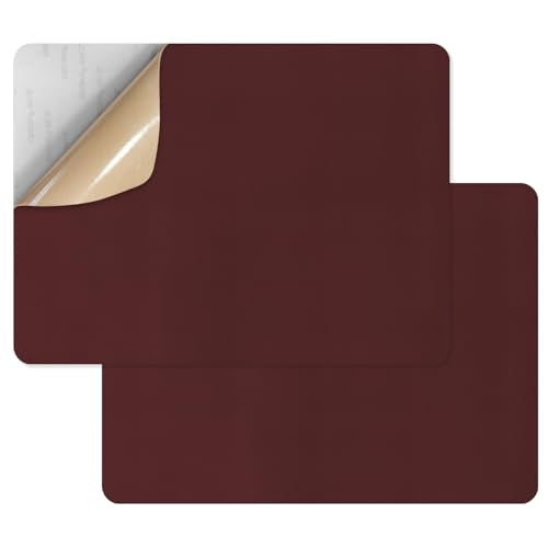 SYLVASS Self Adhesive Leather Repair Patches for Couch, Sofas, Furniture, Car Seats, Office Chairs, Pack of 2 Red Brown - color: Red Brown