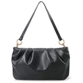 Women Ruched Shoulder Handbag Cloud Pouch Hobo Bag Convertible Clutch Soft Vegan Leather Cross body Bag - color: Black